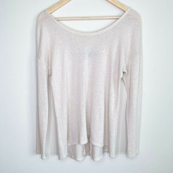 Moa Moa Bow Detail Pullover Sweater in Cream Color Womens Size Medium - Picture 1 of 7